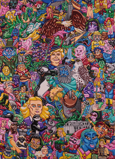 THIS IS AN ART PIECE THAT REPRESENTS ICELAND IN THE SKRIPO STYLE, MANY EASTER EGGS SUCH AS VIGSÍSFINNBOGADÓTTIR, SELJARLANDSFOSS, MENNTASKÓLINN Í REYKJAVÍK AND MANY MORE